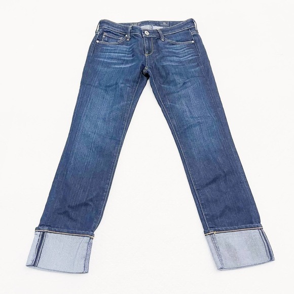 AG The Stevie Cuff Slim Straight Cuffed Dark Wash Denim SZ25 - Picture 6 of 6